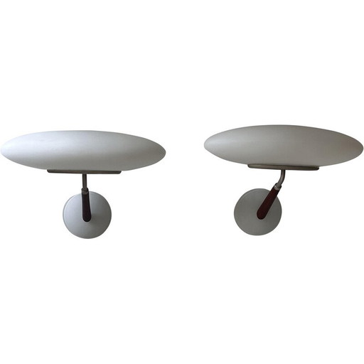 Pair of vintage Pao wall lamp in opaline glass by Matteo Thun for Arteluce, Italy 1990