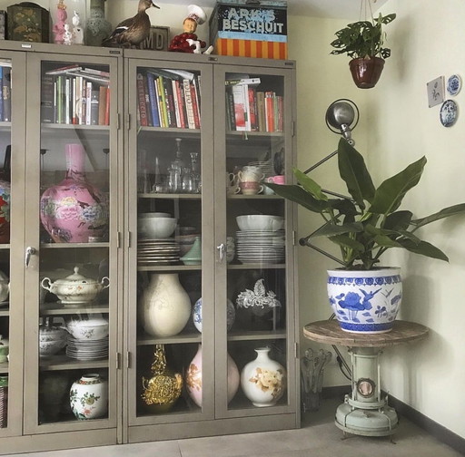 Vintage MEWAF vitrinekast / laboratorium kast metaal