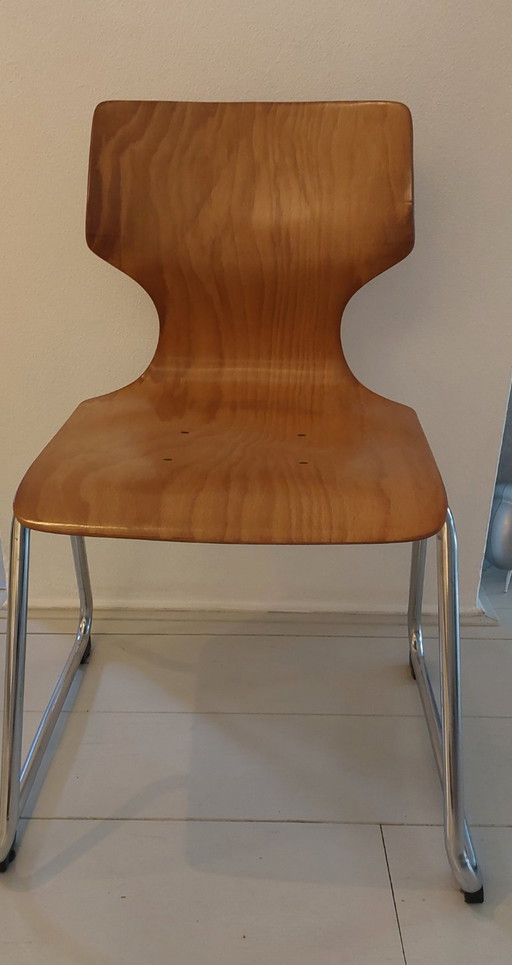 Vintage Pagholz Plywood Stoel - Adam Stegner, 1970’S – eetkamerstoelen, Chrome
