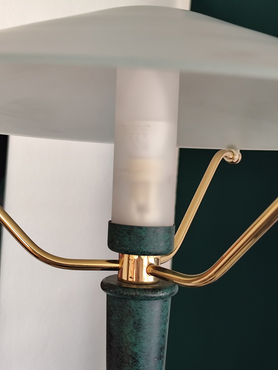 Image 1 of Lámpara de mesa posmoderna "Seta" de Wofi – latón y cristal – década de 1990