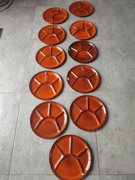 Assiettes céramique à compartiments (x11) vintage -Vallauris