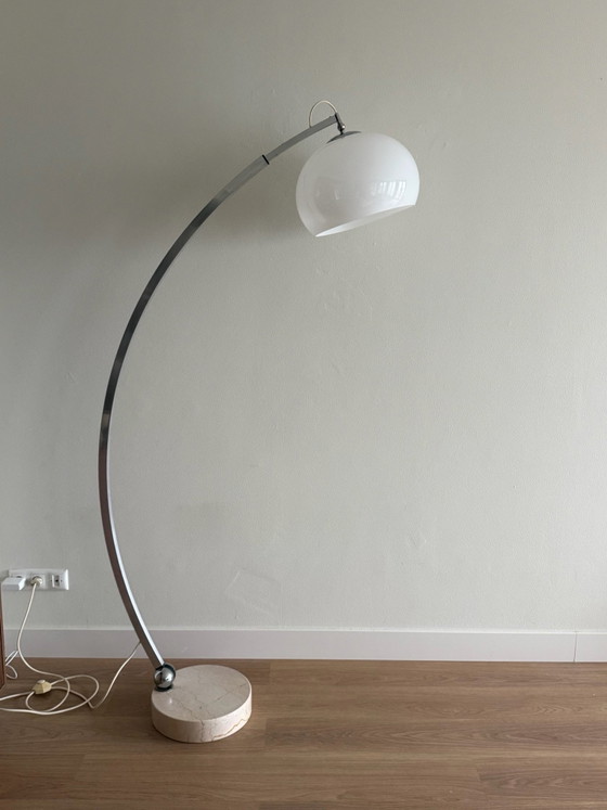 XXL vintage arc lamp, Floor lights, Metal, Marble, White (photo 5 of 12)