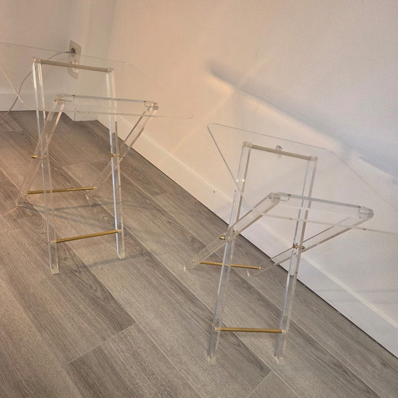 Tavolini vintage in plexiglas, Ottone, Trasparente (foto 7 di 15)