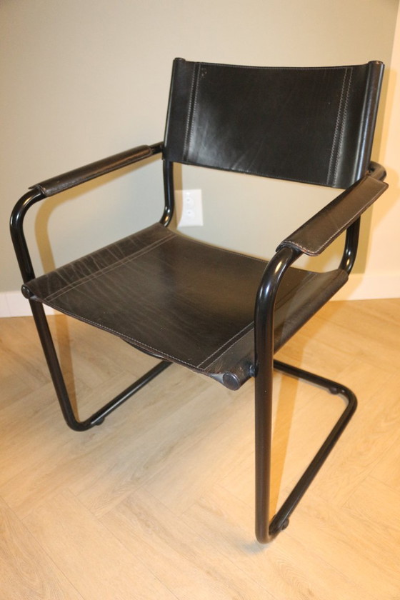 6 black Matteo Grassi Dining chairs, Leather, Marble (photo 2 of 5)