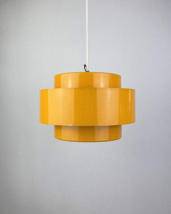 Image 1 of Space Age Ceiling Lamp, Fog & Mørup, 1960s Yellow, Denmark, Minimalistic Design, Retro-Futuristic Lamp, Sputnik Design Jo Hammer