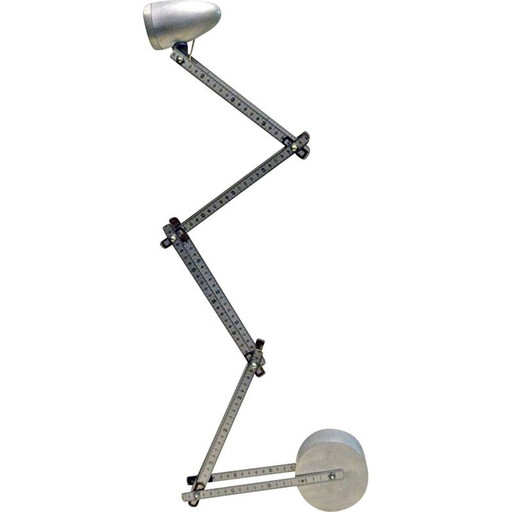 Lámpara halógena vintage ajustable de aluminio, Francia, 1980