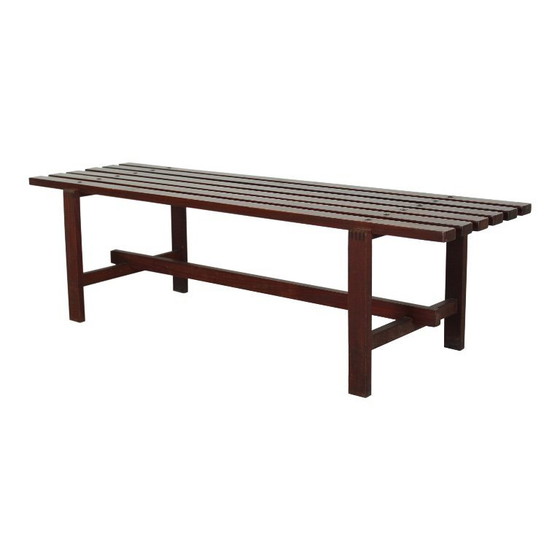Image 1 of Vintage teak bench by Ezio Longhi for Elam, Italian design, mid-century modern, 1950s