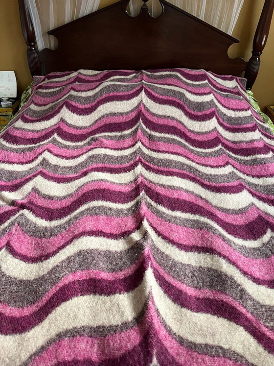 Large vintage blanket pure virgin wool Zaalberg 170 x 200, Bedroom accessories, Purple (photo 3 of 5)