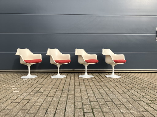 4X Original Knoll Tulip Drehstühle mit Armlehnen Eero Saarinen