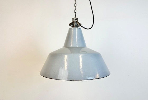 Image 1 of Industrial Grey Enamel Factory Pendant Lamp, 1960s