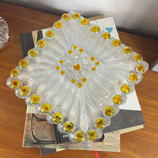 Square Glass Wall or Ceiling Light Type Murano or Limburg