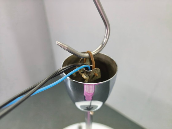 Image 1 of Lámpara de araña Bauhaus con forma de ovni, de Drupol, colgante de cristal cromado, década de 1940.