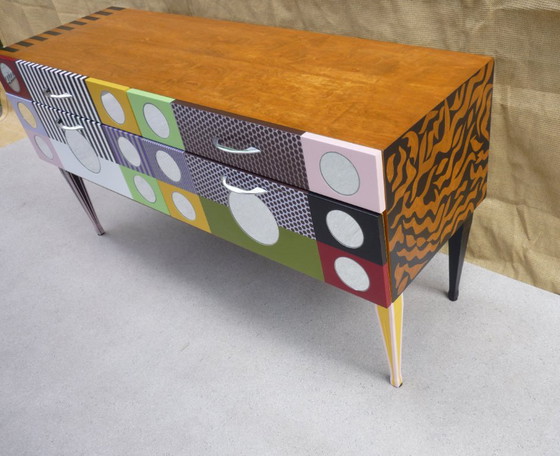 Small Low Colorful Sideboard – Chest of drawers, Wood (photo 4 of 11)