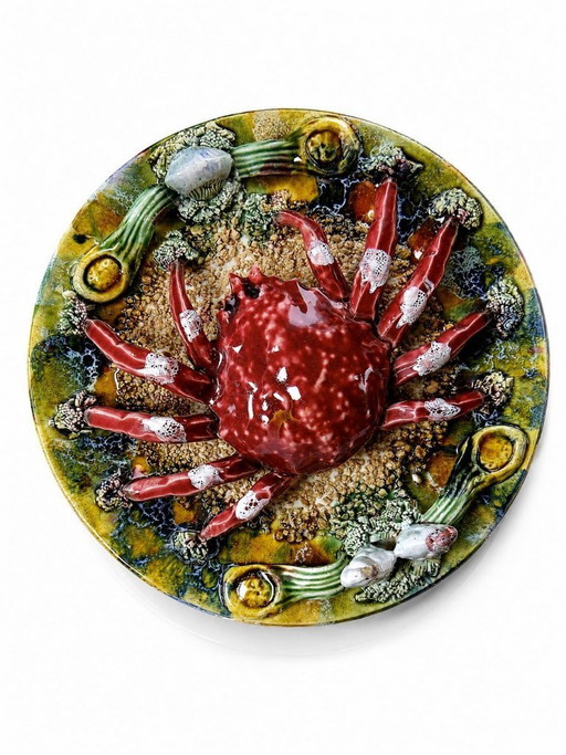 Trompe-l’oeil crab slushie plate Caldas da Rainha Portugal vintage