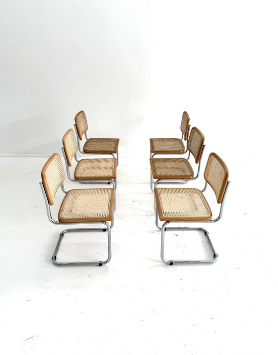 Set of 6 Vintage Cesca Dining Chairs, Italy ‘80 – Chrome, Wood (photo 11 of 12)