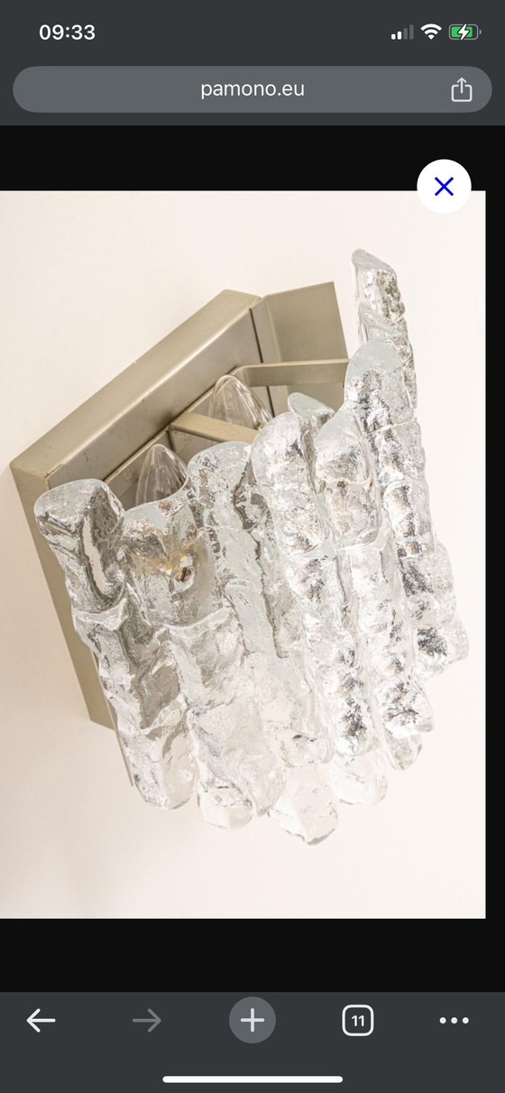 Image 1 of Grandes apliques de pared de Murano de Kalmar, Austria, década de 1960, juego de 2