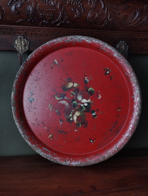 Image 1 of Sehr großes Napoleon III. Tablett aus lackiertem Blech