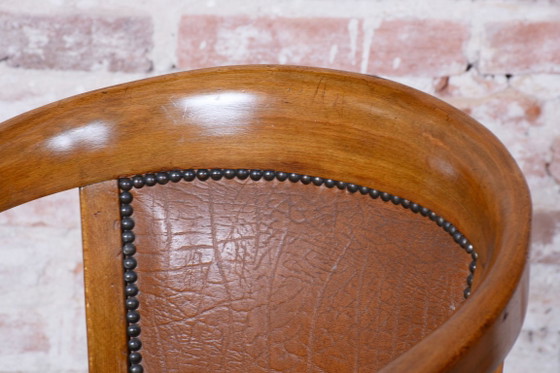 Een paar gerestaureerde art-deco fauteuils, beukenhout, kunstleer, Oostenrijk, jaren 1930 – Wood, Skai (photo 4 of 8)