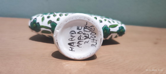 Image 1 of Vintage Napkin Holder with Green Design