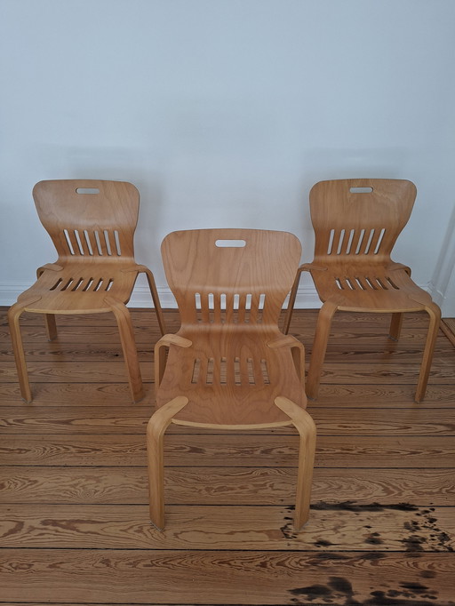 3x Vintage Wood Chairs