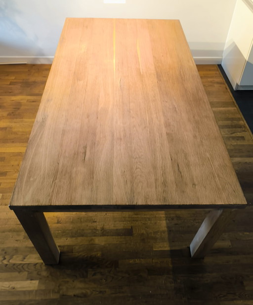 Dining table with bench, unique with slanted legs