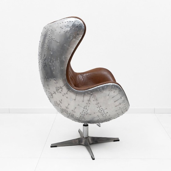 Image 1 of Fauteuil œuf Tomcat Aviator Mid-Century, cuir et métal, années 1970