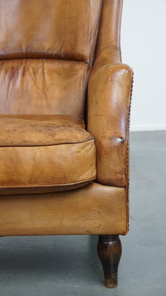 Image 1 of Vintage Fauteuil Gemaakt van Schapenleer