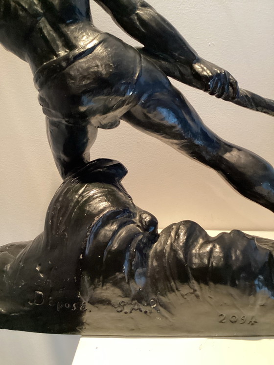 Monumental Art Deco Sculpture “Le Pecheur” Designed by Ugo Cipriani in the 1920s/30s, Metal, Black (photo 12 of 13)