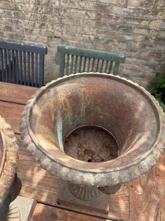 2 Antieke Tuinvazen – Decoratieve objecten, Iron (photo 2 of 13)