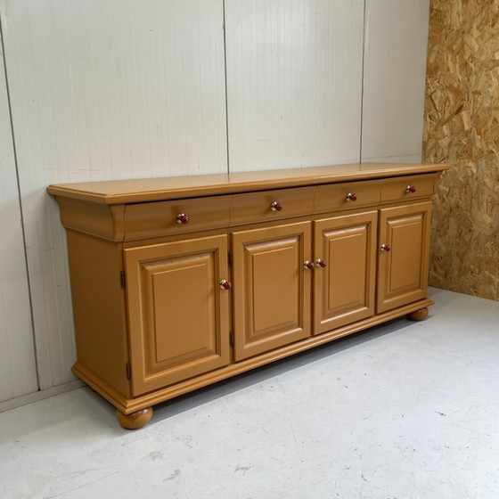 Image 1 of Remodelación de aparador de madera terracota naranja Little Green cómoda con cajones