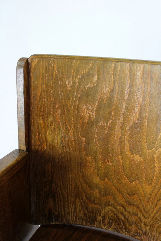 Image 1 of Fauteuil de cinéma vintage TON (Thonet), tchèque des années 1940, siège de théâtre en bois