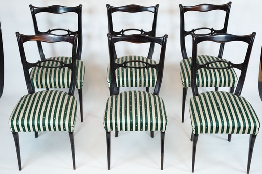 Mid-Century set of six dining chairs attributed to Paolo Buffa. Italy 1950s