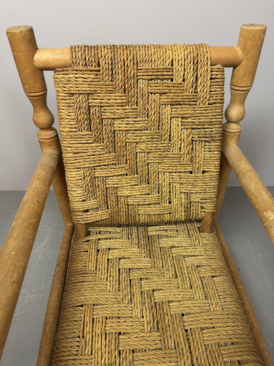 Image 1 of Poltrona in legno di faggio con intreccio in corda di sisal in stile Charlotte Perriand, anni '60.