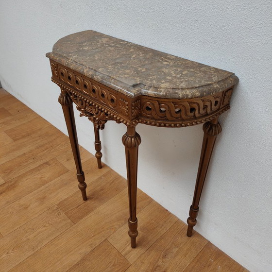 Image 1 of Console table wall console side table marble top and mirror