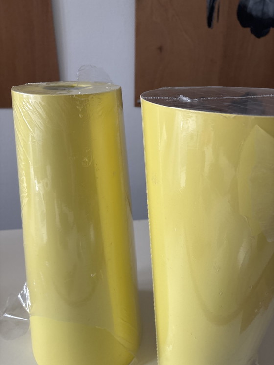 Image 1 of 2x vintage IKEA 2000 cylinder pendant lamp butter yellow