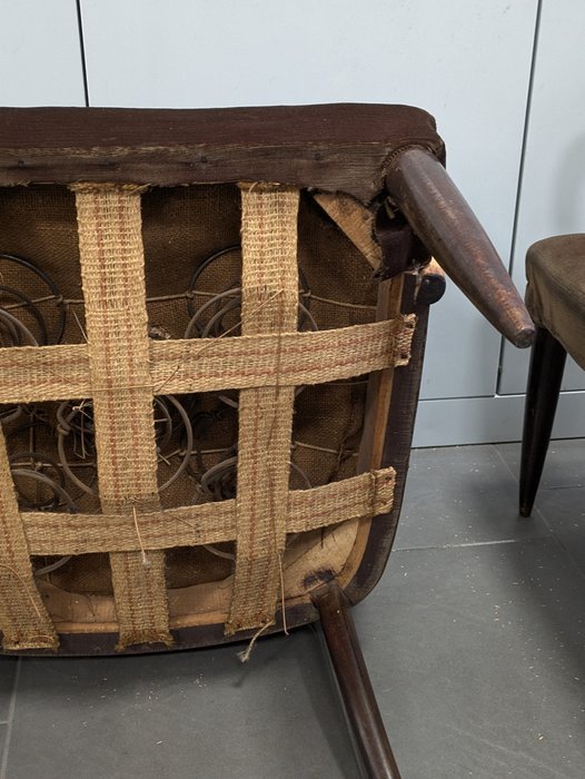 Image 1 of Paire de fauteuils, années 1940, bois, tissu