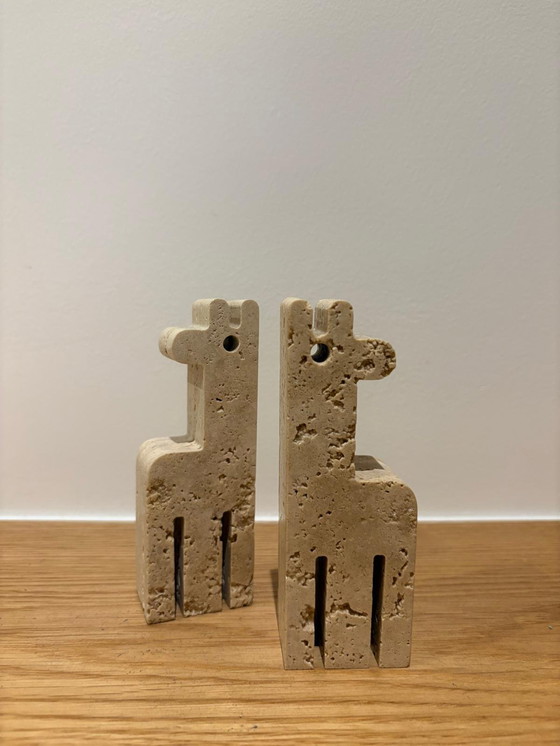 Image 1 of Pair of travertine giraffes, Fratelli Mannelli, Italy, 1970s
