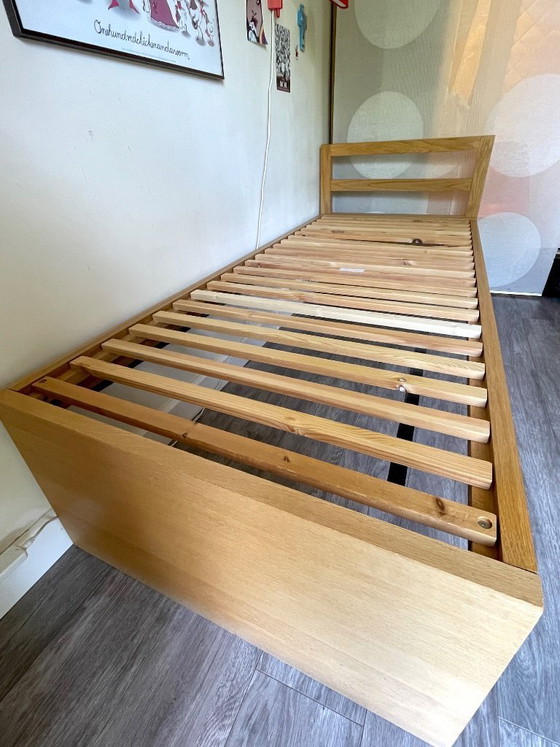 Image 1 of Single bed 90x200 cm Solid Oak - HABITAT (Adams model) + Firm Comfort Mattress.