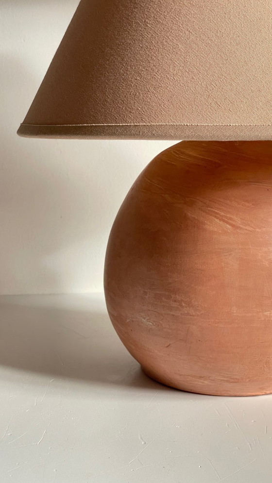 Vintage handgemaakte terracotta lamp – Tafellampen, Textile (photo 19 of 21)