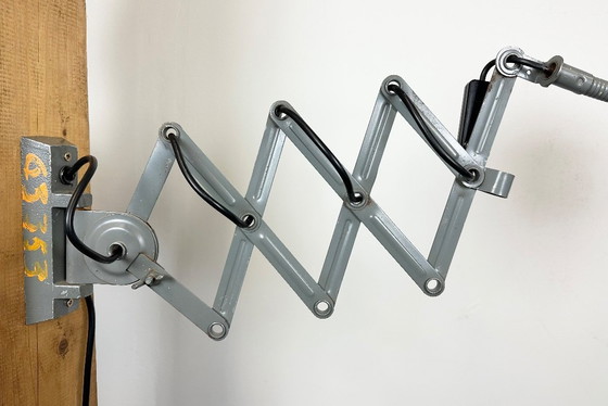 Image 1 of Grey Industrial Scissor Wall Lamp from Elektroinstala, 1960s