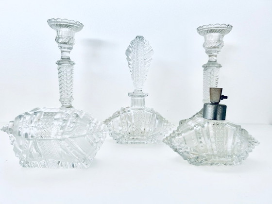 Image 1 of Val Saint Lambert - juego de gabinete - juego de perfume - vaso de cristal - años 1920