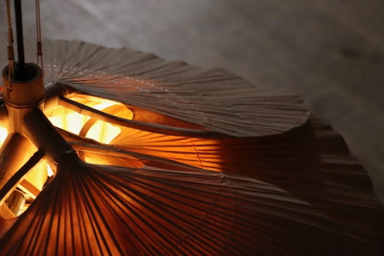 Image 1 of Uchiwa Hana II kroonluchter van Ingo Maurer voor Design M, jaren 70.