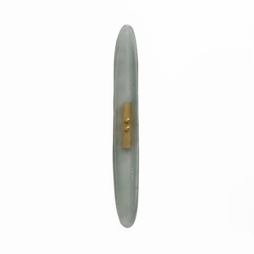 Coppia di applique in vetro di Murano verde acqua in stile Fontana Arte, design moderno di metà secolo.