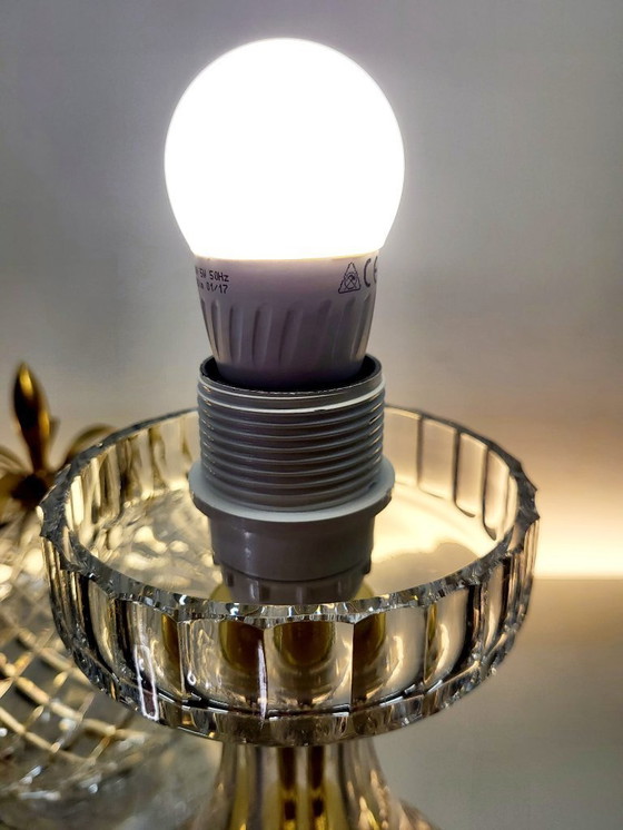 Image 1 of Val Saint Lambert crystal table lamp - vintage pineapple shape 1960s - 1970s