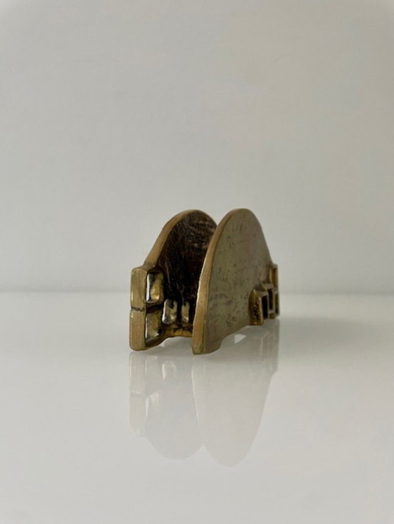 Image 1 of Brutalist messing servethouder van Heinz Goll jaren 60