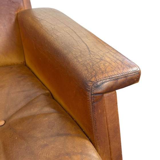 Image 1 of Set di poltrone girevoli vintage in pelle color cognac di Eugen Schmidt