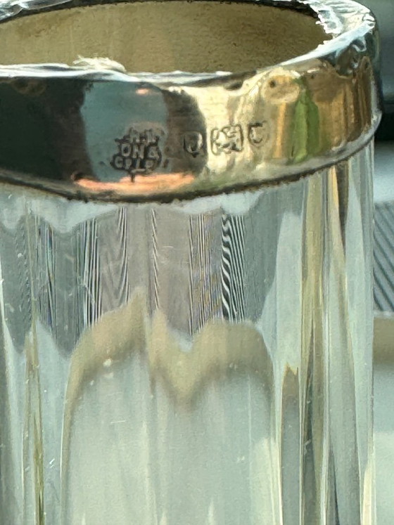 Deux Vases en verre, verts et finis avec de l'argent, J H Worrall Son & Co Ltd 1909, Vintage (photo 5 sur 5)