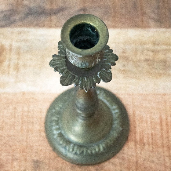 Antique French Brass Candlesticks, Late 19th Century – Candle holders (photo 3 of 8)