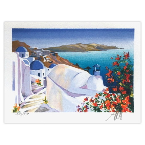 André Bongibault signierte Lithographie Grèce – Petite Suite 02 – lithos zeefdrukken, Paper (photo 2 of 5)