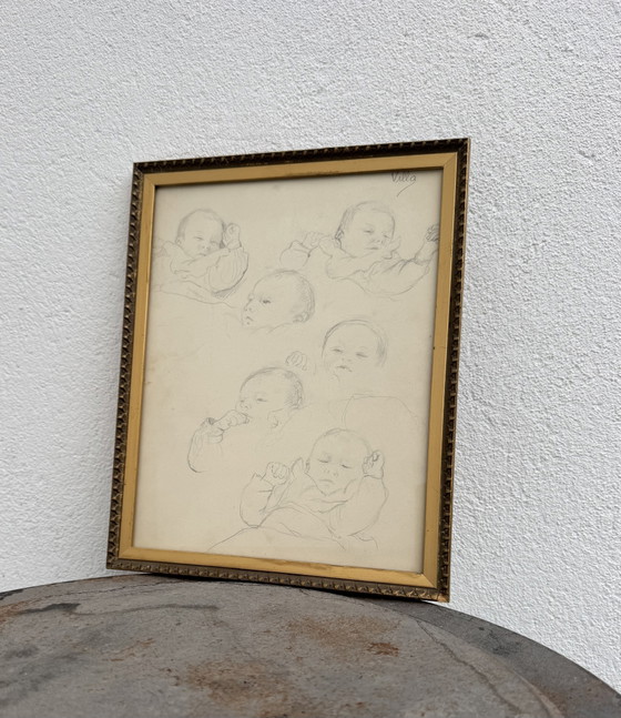Tekening Studie van Baby Georges Villa – Schilderijen & Tekeningen, Paper (photo 11 of 12)